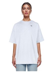 Oversize-Shirt Trueprodigy "Nika F Logo Stickeri Oversized Rundhals", Damen, Gr. XL, grau (graumelange), Obermaterial: 50% Baumwolle CO. 50% Polyester PES., Rundhals, Shirts Oversize-Shirt