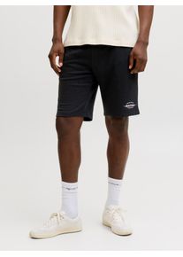 Jack & Jones Jogger Pants JACK & JONES "JPSTGORDON BRANDON SWEAT SHORTS", Damen, Gr. XXL, N-Gr, schwarz, Web, Obermaterial: 65% Polyester, 35% Baumwolle, unifarben, regular fit, Hosen Jogger Pants