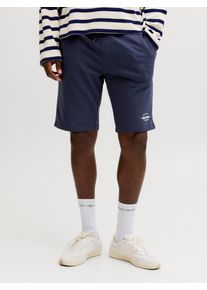 Jack & Jones Jogger Pants JACK & JONES "JPSTGORDON BRANDON SWEAT SHORTS", Damen, Gr. S, N-Gr, navy blazer, Web, Obermaterial: 65% Polyester, 35% Baumwolle, unifarben, regular fit, Hosen Jogger Pants
