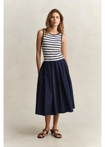 Tr&auml;gerkleid Gant "JERSEY WOVEN COMBO", Damen, Gr. S, N-Gr, evening blau, Web, Obermaterial: 48% Baumwolle, 48% Modal, 4% Elasthan, gestreift, regular fit wadenlang, Rundhals, Kleider Tr&auml;gerkleid, Regular fit mit Rundhalsausschnitt