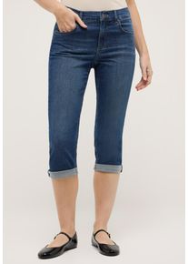 Caprijeans Angels "CICI TURN UP", Damen, Gr. 46, N-Gr, mid blau used, Denim/Jeans, Obermaterial: 89% Baumwolle, 8% Polyester, 3% Elasthan, unifarben, slim fit kniebedeckend, Jeans Caprijeans, mit Stretch und Aufschlag