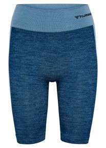 Trainingsshorts Hummel "HMLCLEA SEAMLESS CYCLING SHORTS", Damen, Gr. M (38), N-Gr, navy peony, faded denim, Obermaterial: 57% Polyamid, 30% Polyester, 13% Elasthan, Hosen Trainingsshorts, aus gestricktem Mesh-Material, mit BEECOOL Technologie, dehnbar
