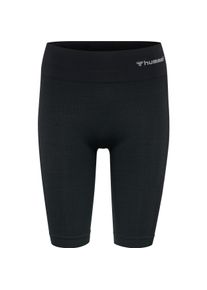 Trainingsshorts Hummel "HMLCLEA SEAMLESS CYCLING SHORTS", Damen, Gr. XS (34), N-Gr, schwarz melange, Obermaterial: 57% Polyamid, 30% Polyester, 13% Elasthan, Hosen Trainingsshorts, aus gestricktem Mesh-Material, mit BEECOOL Technologie, dehnbar