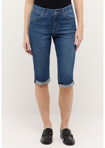Slim-fit-Jeans Angels "CAPRI TURN UP", Damen, Gr. 36, N-Gr, mid blau used, Denim/Jeans, Obermaterial: 89% Baumwolle, 8% Polyester, 3% Elasthan, unifarben, slim fit kniebedeckend, Jeans Slim-fit-Jeans, im Five-Pocket Style