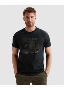 PME-Legend T-Shirt PME LEGEND "Short sleeve r-neck single jersey fotoprint", Damen, Gr. XL, carbon, Jersey, Obermaterial: 100% Baumwolle, bedruckt, regular fit normal, Rundhals, gerader Abschluss, Shirts T-Shirt, mit Logo Print