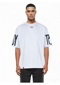 Oversize-Shirt Trueprodigy "Viktor Logo Print Oversized Rundhals", Damen, Gr. M, grau (graumelange), Obermaterial: 50% Baumwolle CO. 50% Polyester PES., Rundhals, Shirts Oversize-Shirt