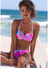 B&uuml;gel-Bandeau-Bikini-Top Sunseeker, Damen, Gr. 40, Cup A, pink, blau bedruckt, Obermaterial: 84% Polyamid, 16% Elasthan. Futter: 92% Polyester, 8% Elasthan. Wattierung: 100% Polyester, bedruckt, Bikini-Oberteile B&uuml;gel-Bandeau-Bikini-Top, mit Schmetterling-Design