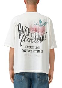 T-Shirt QS, Damen, Gr. XS, wei&szlig;, Jersey, Obermaterial: 100% Baumwolle, bedruckt, relaxed fit normal, Rundhals, Shirts T-Shirt, Sommershirt mit R&uuml;cken-Print