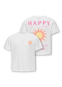 T-Shirt KIDS Only "KOGVERA S/S TOP CS ZA JRS", M&auml;dchen, Gr. 146/152, cloud dancer print:sol, pink glo, Jersey, Obermaterial: 100% Baumwolle, bedruckt, unifarben, Basic normal, Rundhals, Shirts T-Shirt