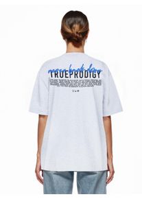 Oversize-Shirt Trueprodigy "Lior F Logo Print Oversized Rundhals", Damen, Gr. XL, grau (graumelange), Obermaterial: 50% Baumwolle CO. 50% Polyester PES., Rundhals, Shirts Oversize-Shirt