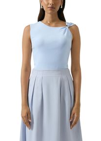 Kurzarmshirt s.Oliver BLACK LABEL, Damen, Gr. 44, soft blau, Web, Obermaterial: 65% Viskose, 35% Polyamid, unifarben, regular fit normal, U-Boot-Ausschnitt, Shirts Kurzarmshirt, mit Tr&auml;ger Detail