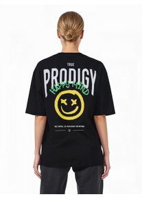 Oversize-Shirt Trueprodigy "Hajin F Logo Print Oversized Rundhals", Damen, Gr. XL, schwarz, Obermaterial: 100% Baumwolle CO., Rundhals, Shirts Oversize-Shirt