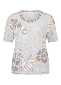 Rundhalsshirt Betty Barclay "Basic Shirt mit Blumenprint", Damen, Gr. 48, beige (beige, cream), Obermaterial: 95% Baumwolle CO. 5% Elasthan EL., Shirts Rundhalsshirt