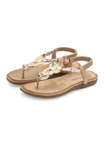 Zehentrenner Lascana "Sommerschuh, offener Schuh, Sandalette", Damen, Gr. 41, beige, Obermaterial: 100% Baumwolle. Decksohle: 100% Textilmaterial. Laufsohle: 100% Synthetik, mehrfarbig, Schuhe Zehentrenner, Sandale, Pantolette mit Stretcheinsatz