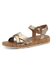 Sandalette Tamaris, Damen, Gr. 37, braun (bronzefarben), Leder, gl&auml;nzend, unifarben, Schuhe Sandalette, Plateau, Sommerschuh, Riemchensandale mit h&uuml;bscher Zierschnalle