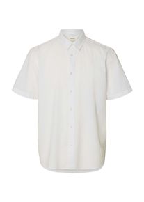 Kurzarmhemd Selected "SLHREGSUN SS SHIRT CLASSIC D", Damen, Gr. XXL, N-Gr, hellwei&szlig;, Web, Obermaterial: 71% Baumwolle, 29% Leinen, unifarben, regular fit normal, Hemden Kurzarmhemd