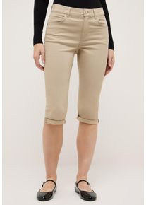 Slim-fit-Jeans Angels "CAPRI TURN UP", Damen, Gr. 34, N-Gr, sand used, Denim/Jeans, Obermaterial: 89% Baumwolle, 8% Polyester, 3% Elasthan, unifarben, slim fit kniebedeckend, Jeans Slim-fit-Jeans, im Five-Pocket Style