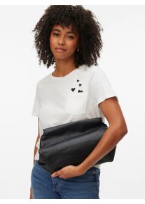 V&eacute;ro Moda Kurzarmshirt VERO MODA "VMKARMA S/S O-NECK T-SHIRT JRS BTQ", Damen, Gr. XS, snow wei&szlig; print:hearts pocket, Jersey, Obermaterial: 100% Baumwolle, bedruckt, regular fit normal, Rundhals, Shirts Kurzarmshirt, Baumwolle, regular fit