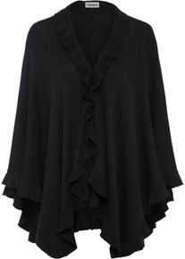 Strickponcho bonprix, Herren, schwarz, Obermaterial: 40% Viskose, 30% Polyamid, 25% Polyester, 5% Kaschmir, l&auml;ssig geschnitten, Pullover Strickponcho, aus Viskose, Polyamid, Polyester und Kaschmir