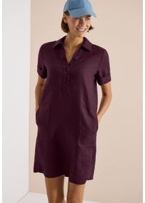 Blusenkleid Cecil, Damen, Gr. XL (44), N-Gr, rich burgundy, Web, Obermaterial: 100% Leinen, unifarben, figurumspielend kniefrei, V-Ausschnitt, Aufschlag, Kleider Blusenkleid, Sommerkleid aus Leinen