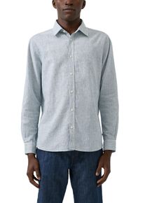 Langarmhemd s.Oliver, Damen, Gr. M, N-Gr, blau, Web, Obermaterial: 55% Leinen, 45% Baumwolle, unifarben, regular fit normal, ohne Ausschnitt, Manschette, Hemden Langarmhemd, mit Manschetten