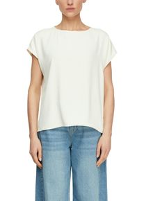 Kurzarmbluse comma, Damen, Gr. 48, eggnog, Web, Obermaterial: 97% Polyester, 3% Elasthan, unifarben, l&auml;ssig geschnitten h&uuml;ftbedeckend, Rundhals, abgesteppte Kante, Blusen Kurzarmbluse, Sommerbluse - unifarben - mit Stretch