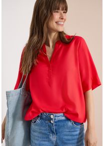 Kurzarmbluse Cecil, Damen, Gr. XS (36), glazed apple rot, Web, Obermaterial: 100% Viskose, unifarben, regular fit normal, Rundhals, Blusen Kurzarmbluse, mit Knopfleiste