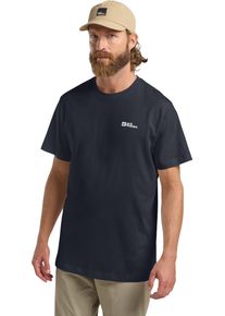 T-Shirt Jack Wolfskin "ESSENTIAL T M", Damen, Gr. S, blau (schwarz navy,), Obermaterial: 100% Baumwolle, normal, Rundhals, Shirts T-Shirt, weiches, klassisches T-Shirt aus atmungsaktiver Bio-Baumwolle