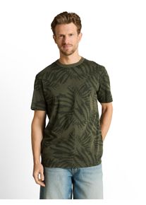 Kurzarmshirt Tom Tailor, Damen, Gr. S, gr&uuml;n tonal leaf design, Single Jersey, Obermaterial: 100% Baumwolle, gebl&uuml;mt, regular fit h&uuml;ftbedeckend, Rundhals, Shirts Kurzarmshirt, mit floralem Allover-Print