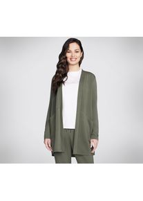 Cardigan Skechers, Damen, Gr. XS (34), gr&uuml;n (deep depths), Web, Obermaterial: 71% Viskose, 25% Polyester, 4% Elasthan, unifarben, Strickjacken Cardigan