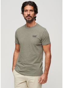 Rundhalsshirt Superdry "ESSENTIAL LOGO EMB TEE", Damen, Gr. S, gr&uuml;n (ash olive), Single Jersey, Obermaterial: 100% Baumwolle, unifarben, slim fit h&uuml;ftlang, Rundhals, Shirts Rundhalsshirt