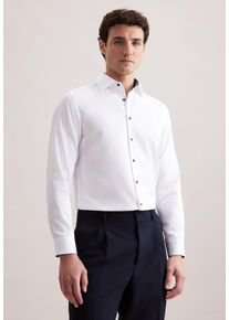 Businesshemd Seidensticker "Schwarze Rose", Herren, Gr. S (38), normale &Auml;rmell&auml;ngen, wei&szlig;, 100% Baumwolle, unifarben, slim fit, 2-Knopf-Manschette, Hemden Businesshemd, Slim 1/1 Kentkragen Uni