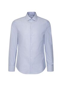 Businesshemd Seidensticker "Slim", Herren, Gr. M (40), normale &Auml;rmell&auml;ngen, blau, 100% Baumwolle, gestreift, slim fit, 2-Knopf-Manschette, Hemden Businesshemd, Slim 1/1 Kentkragen Streifen