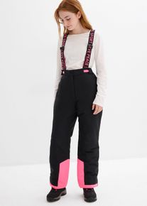 bonprix wasserdichte Skihose mit abnehmbaren Tr&auml;gern, schwarz, Gr.170, Funktionale Skihose mit abnehmbaren Tr&auml;gern f&uuml;r M&auml;dchen, aus Fleece