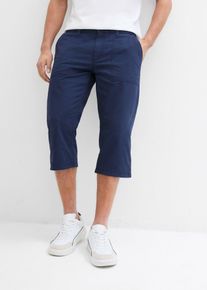 bonprix Long-Bermuda aus reiner Baumwolle in Regular Fit, blau, Gr.54, Angesagte Long-Bermuda mit aufgesetzten Taschen und Kunstlederdetails, aus 100% Baumwolle