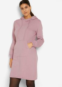 bonprix Sweatkleid aus Baumwoll-Mix, rosa, Gr.40/42 (M), Lang&auml;rmliges Sweatkleid mit Kapuze und Gummizug, 60% Baumwolle