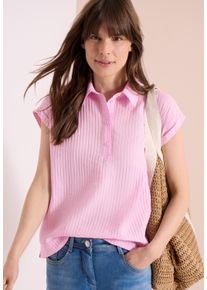 Kurzarmbluse Cecil, Damen, Gr. M (40), light blush rose, Web, Obermaterial: 76% Viskose, 24% Polyamid, unifarben, regular fit normal, ohne Ausschnitt, Blusen Kurzarmbluse, mit dekorativer Knopfleiste