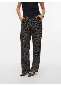 V&eacute;ro Moda Schlupfhose VERO MODA "VMEASY JOY HW WIDE PANTS WVN GA", Damen, Gr. M, N-Gr, schwarz aop:dana, Web, Obermaterial: 100% Viskose, bedruckt, loose fit lang, Hosen Schlupfhose, Viskose, loose fit