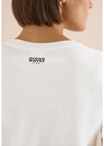 T-Shirt Cecil "Style Lea", Damen, Gr. L (42), vanillewei&szlig;, Jersey, Obermaterial: 100% Baumwolle, bedruckt, regular fit normal, Rundhals, Shirts T-Shirt, mit Print