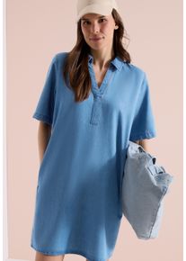 Jeanskleid Cecil, Damen, Gr. XXL (46), N-Gr, mid blau wash, Web, Obermaterial: 76% Lyocell, 24% Baumwolle, unifarben, regular fit knielang, V-Ausschnitt, Kleider Jeanskleid, mit V-Ausschnitt