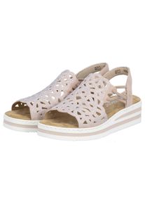 Keilsandalette Rieker, Damen, Gr. 37, altrosa, Lederimitat, unifarben, Schuhe Keilsandalette, Schlupfsandale, Sommerschuh, Urlaubsschuh mit Glitzersteine