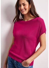 Kurzarmpullover Street One, Damen, Gr. 34, magenta dream, Strick, Obermaterial: 100% Viskose, unifarben, l&auml;ssig geschnitten h&uuml;ftbedeckend, U-Boot-Ausschnitt, Flachstrickb&uuml;ndchen, Pullover Kurzarmpullover, mit U-Boot-Ausschnitt und aus reiner Viskose
