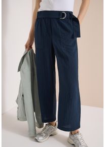 Culotte Cecil "Neele", Damen, Gr. S (38), L&auml;nge 26, universal blau, Web, Obermaterial: 76% Viskose, 24% Polyamid, Strukturmuster, unifarben, loose fit kn&ouml;chelfrei, Hosen Culotte, Wide Leg, Loose Fit - l&auml;ssig und bequem
