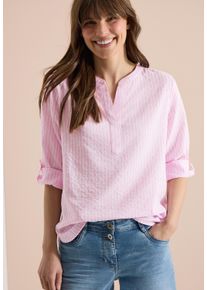 Hemdbluse Cecil, Damen, Gr. L (42), light blush rose, Web, Obermaterial: 78% Baumwolle, 22% Modal, gestreift, l&auml;ssig geschnitten h&uuml;ftbedeckend, Rundhals, 1-Knopf-Manschette, Blusen Hemdbluse, 3/4-Arm Sommerbluse mit Turn-Up und Streifenmuster