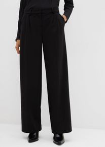 bonprix Bundfaltenhose aus Viskose-Mix, schwarz, Gr.42, Lockere Hose mit weitem Bein und markanten B&uuml;gelfalten an der Vorderseite. Mit Haken- und Riegelverschluss sowie Rei&szlig;verschluss, aus Viskose