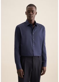 Businesshemd Seidensticker "Schwarze Rose", Herren, Gr. XL (43), normale &Auml;rmell&auml;ngen, dunkelblau, 100% Baumwolle, unifarben, slim fit, 2-Knopf-Manschette, Hemden Businesshemd, Slim 1/1 Kentkragen Uni