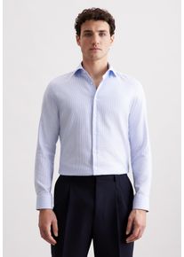 Businesshemd Seidensticker "Schwarze Rose", Herren, Gr. M (39), normale &Auml;rmell&auml;ngen, mittelblau, 100% Baumwolle, Strukturmuster, skinny fit, 2-Knopf-Manschette, Hemden Businesshemd, X-Slim 1/1 Kentkragen Struktur