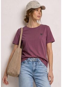 Kurzarmshirt Street One, Damen, Gr. 44, schwarz clouded blush, Jersey, Obermaterial: 50% Baumwolle, 50% Modal, bedruckt, unifarben, regular fit h&uuml;ftbedeckend, Rundhals, Shirts Kurzarmshirt, Sommershirt mit Rundhals und Herzdetail
