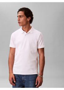 Poloshirt Calvin Klein "SS SLIM REFINED PIQUE POLO", Herren, Gr. S, hellwei&szlig;, Jersey, Obermaterial: 95% Baumwolle, 5% Elasthan, unifarben, slim fit normal, Rundhals, B&uuml;ndchen, Shirts Poloshirt, slim fit