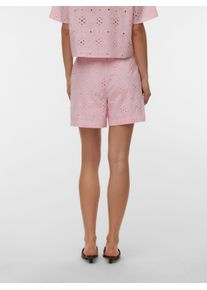 V&eacute;ro Moda Shorts VERO MODA "VMELIZA HW SHORTS WVN NOOS", Damen, Gr. XL, N-Gr, pink, a, boo, Web, Obermaterial: 100% Baumwolle, unifarben, kurz, Hosen Shorts, Baumwolle, high waist, Allover - Stickerei